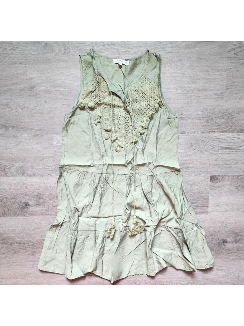 Miss Sparkling Women's Sleeveless V-Neck Pullover Solid Green Mini Dress Small S